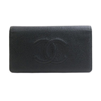 Chanel Bifold Long Caviar Black Wallet
