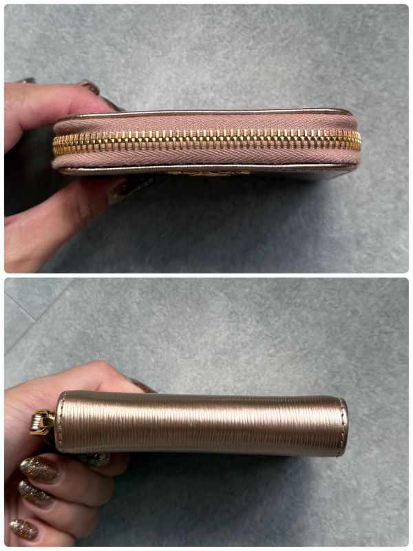 Prada Round Zipper Coin Case Card Case Viteromove Saffiano Pink Gold Box with