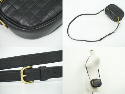 Authentic Celine Ccharm Shoulder Bag Pochette Leather Black Bag Pre-owned