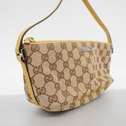 Gucci Handbag GG Canvas 07198 Canvas Brown Yellow Silver Hardware Women