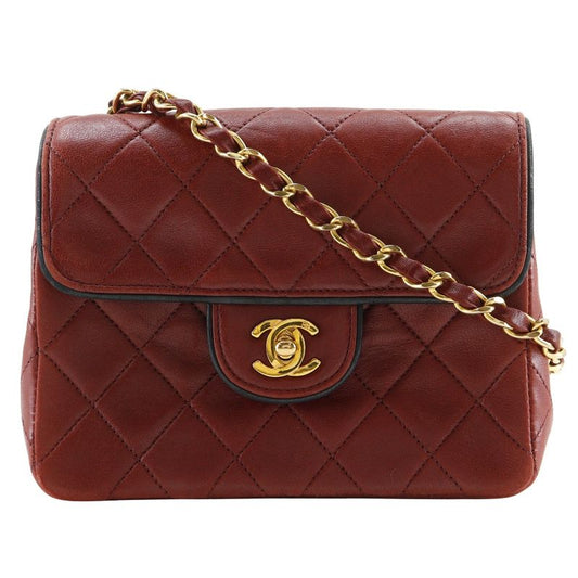 Chanel Mini Matelasse Chain Shoulder Vintage A35200 Lambskin Red Ladies