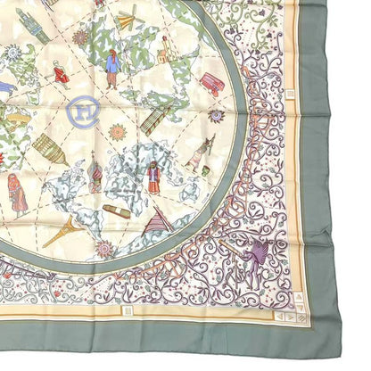 Hermes Carre 90 Wwwhermescom World Map Scarf Silk Green