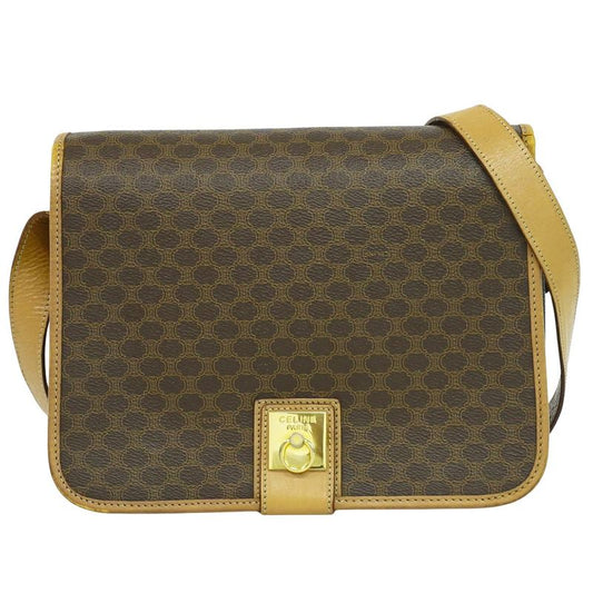 Authentic Celine Macadam Shoulder Bag Pochette PVC Brown Macadam Bag Pre-owned
