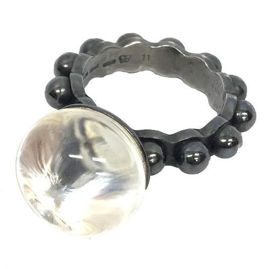 Bottega Veneta Silver Ring 11 Clear Stone Aq7951