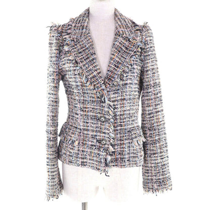 Chanel Vintage Ribbon Tweed Jacket with Coco Button Multi 38