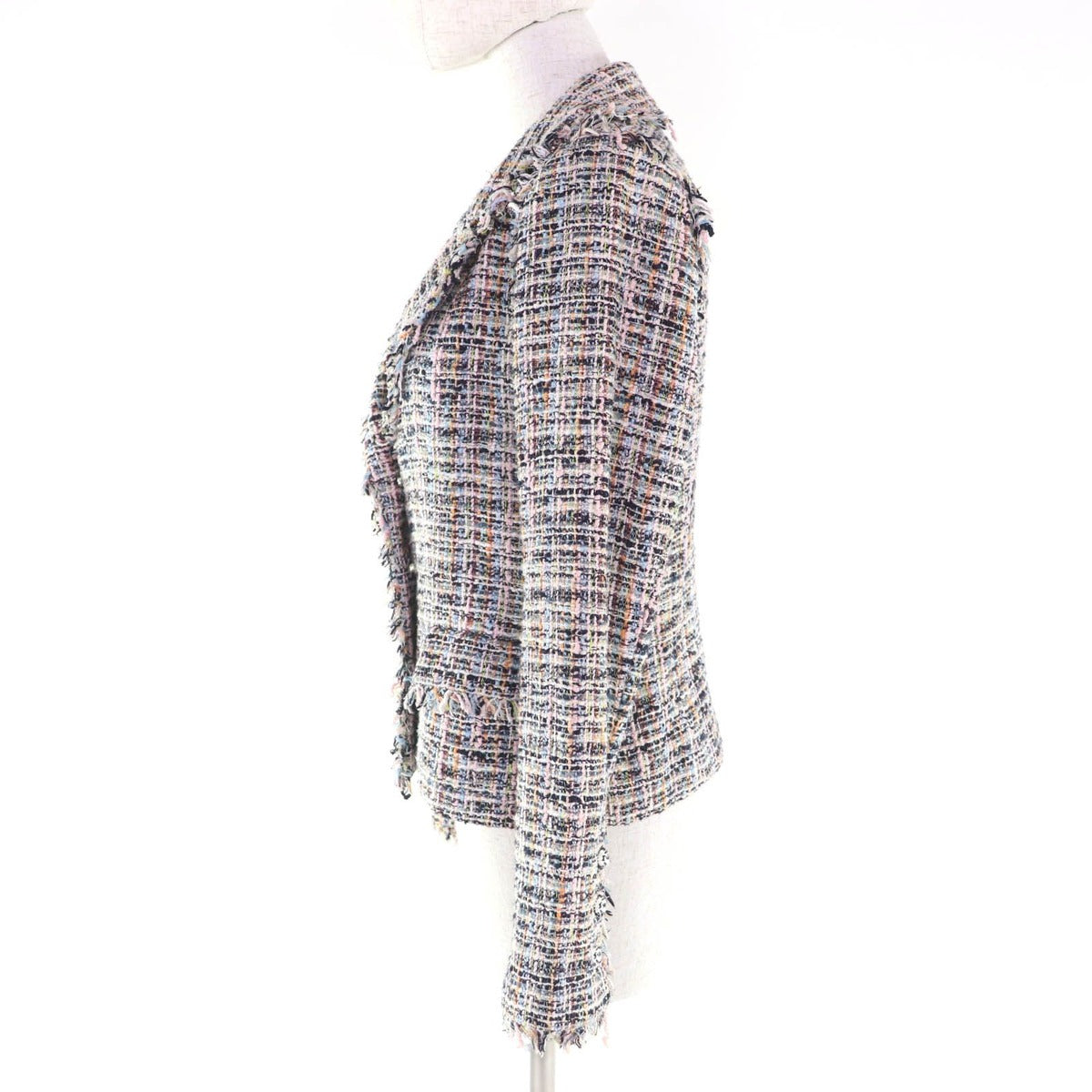 Chanel Vintage Ribbon Tweed Jacket with Coco Button Multi 38 — view 2