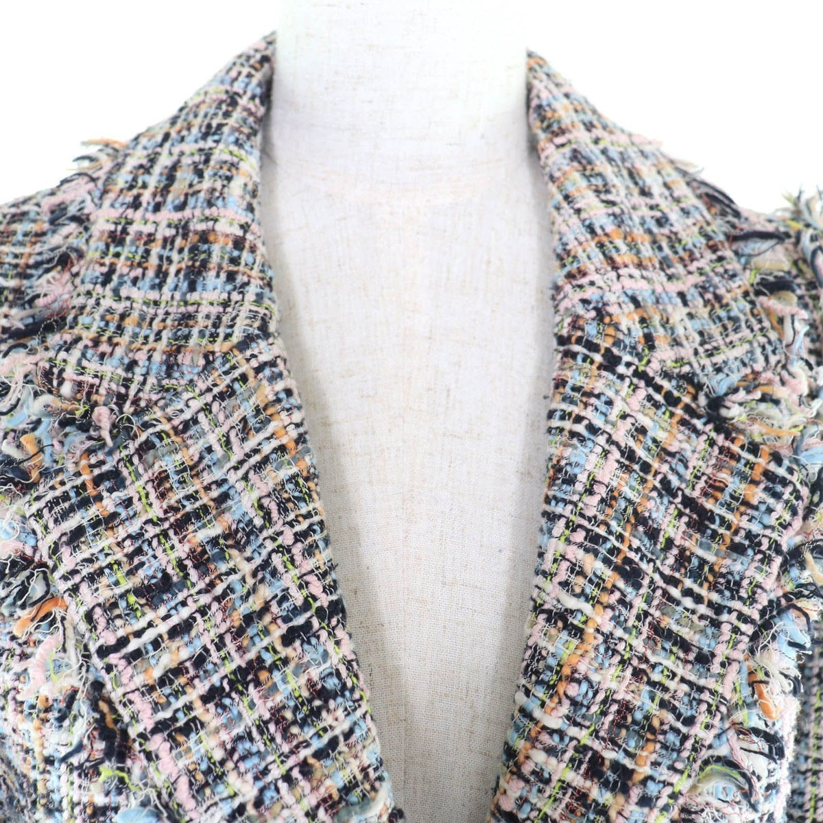 Chanel Vintage Ribbon Tweed Jacket with Coco Button Multi 38 — view 4