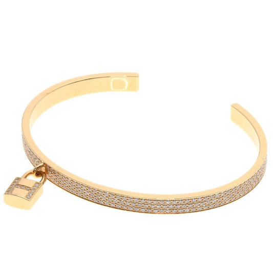 Hermes Kelly Clochette Pave Diamond Bracelet 18K Pink Gold