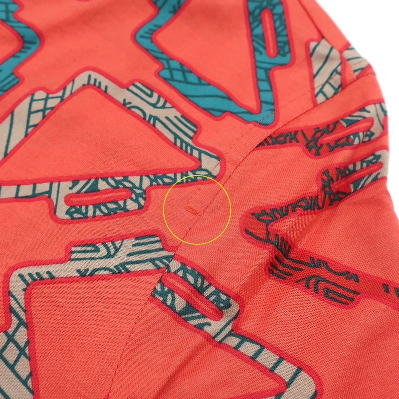 Hermes Short Sleeve T-Shirt Micro T-Shirt Cotton Salmon X Multicolor 34 Green