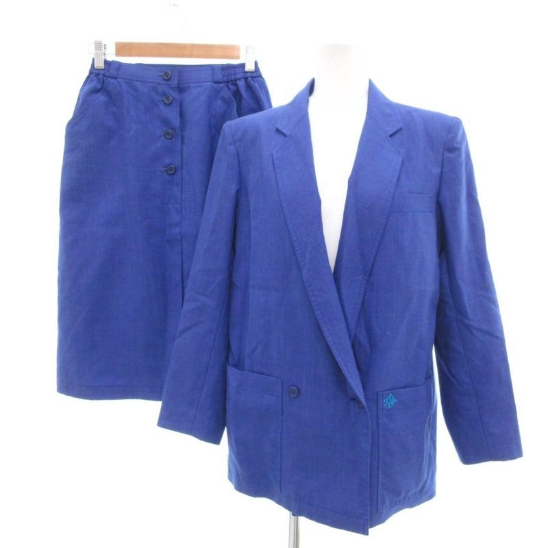 Christian Dior Sports Vintage Set Up Double Jacket Skirt Linen Blend M Blue UO