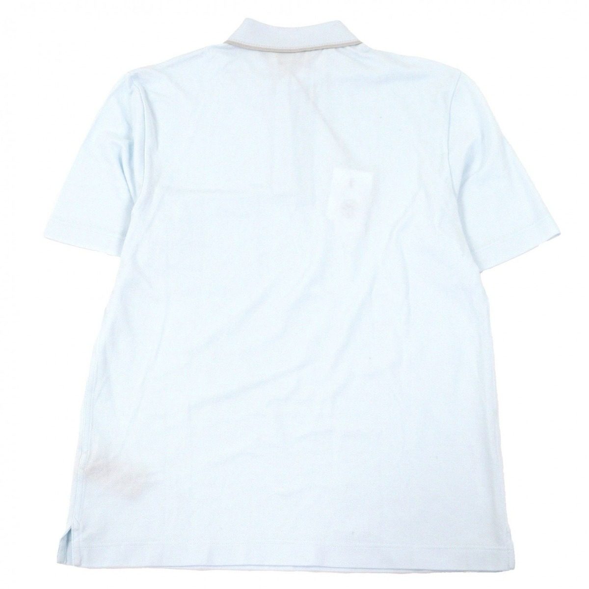 Hermes Cotton H Logo Embroidery Short Sleeve Polo Shirt Light Blue — view 3