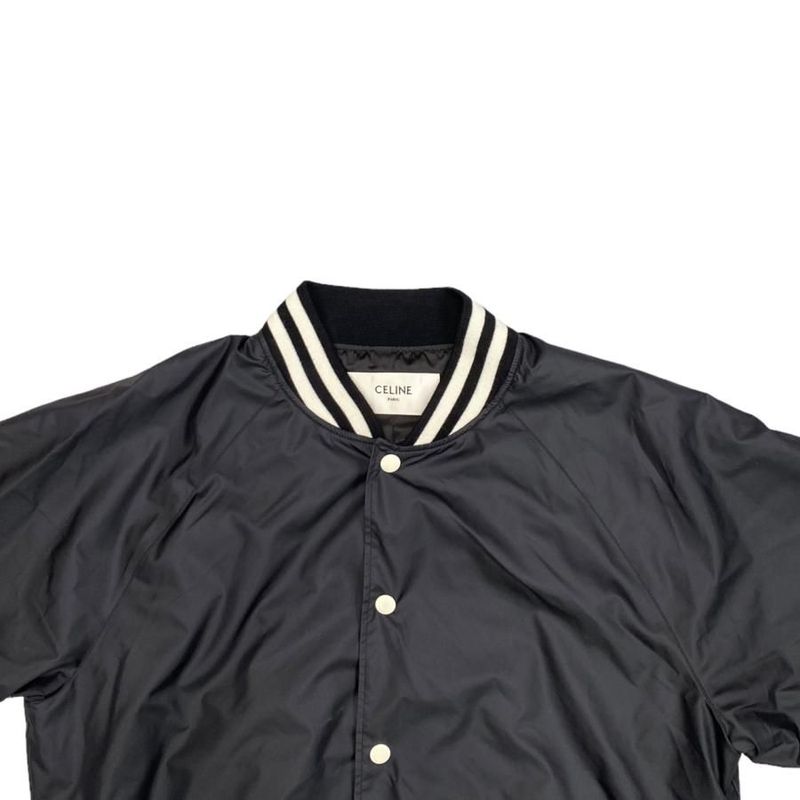 Celine Stajan Back Print Nylon Blouson 2w588495m 44 Size Logo Black White