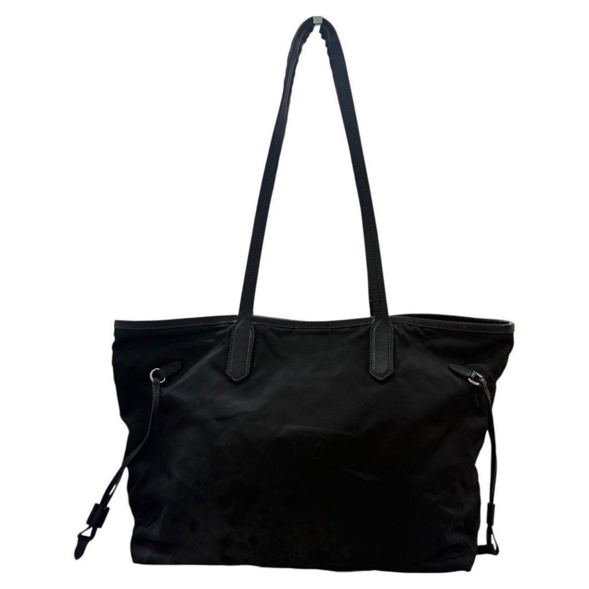 Prada Tessuto Saffiano Black Nylon Leather Tote Shoulder Bag — view 2