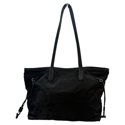 Prada Tessuto Saffiano Black Nylon Leather Tote Shoulder Bag — view 2