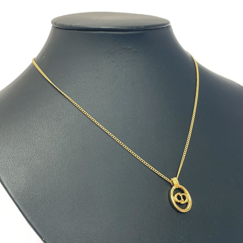 Christian Dior GP CD Logo Oval Necklace Gold 448983 Necklace