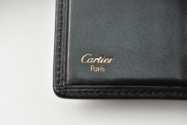 Cartier Wallet Men's Folding Wallet Leather Black