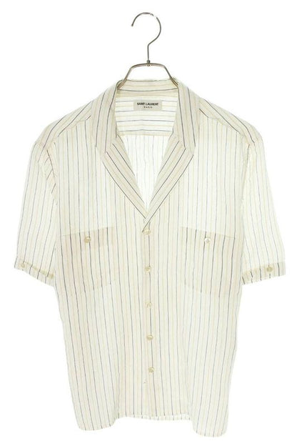 Saint Laurent Paris 637283 Y1c28 Striped Open Collar Short Sleeve Shirt Men 38
