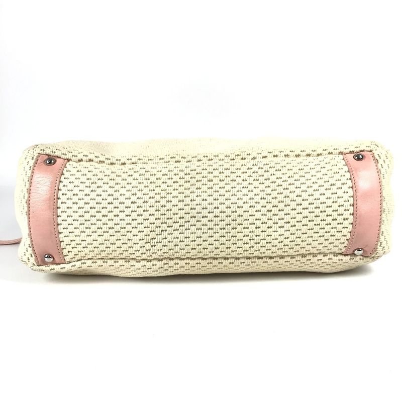 Chanel Shoulder Bag Logo Leather / Canvas Pink