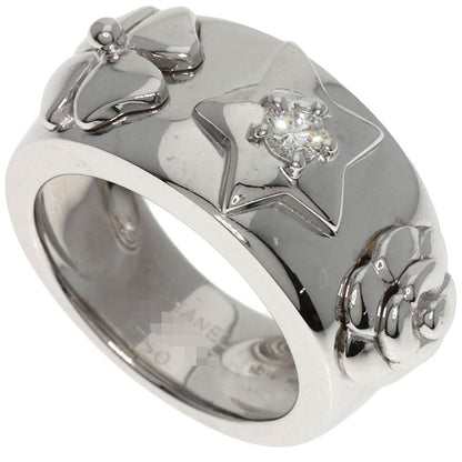 Chanel Three Symbols 1P Diamond Ring 18K White Gold Ladies