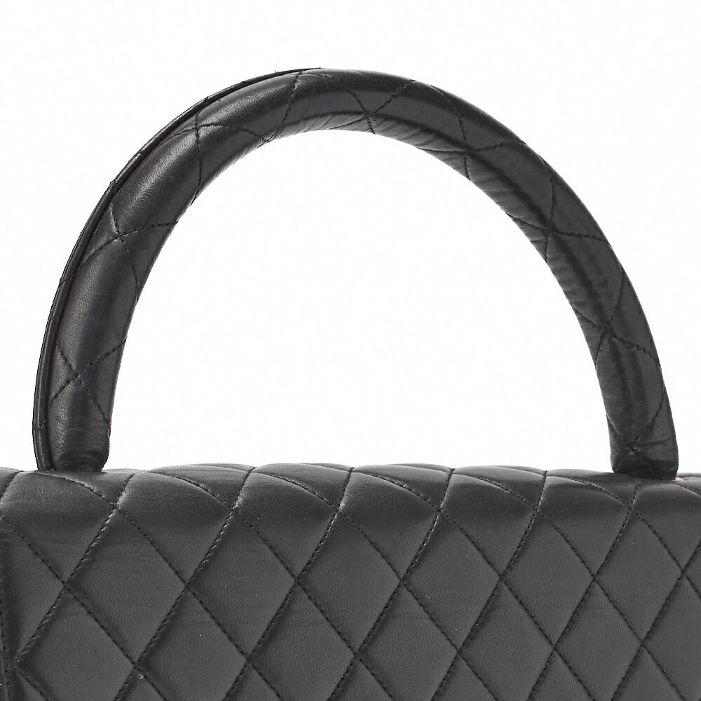 Chanel Handbag Matelasse Coco Top Handle Flap Bag Lambskin Black Gold