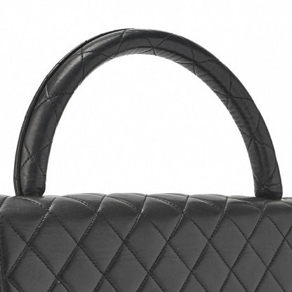 Chanel Handbag Matelasse Coco Top Handle Flap Bag Lambskin Black Gold