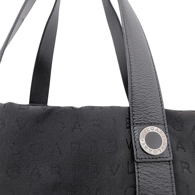 Bulgari Tote Bag Black Logomania Light Nylon Leather Preowned