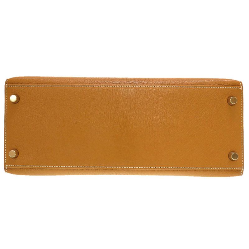 Hermes Kelly 28 Outer Stitching Chevre Coromandel Camel Gold Hardware New