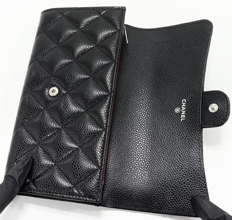 Chanel Zipper Long Wallet With Coin Purse Matelasse Classic Flap Wallet Caviar