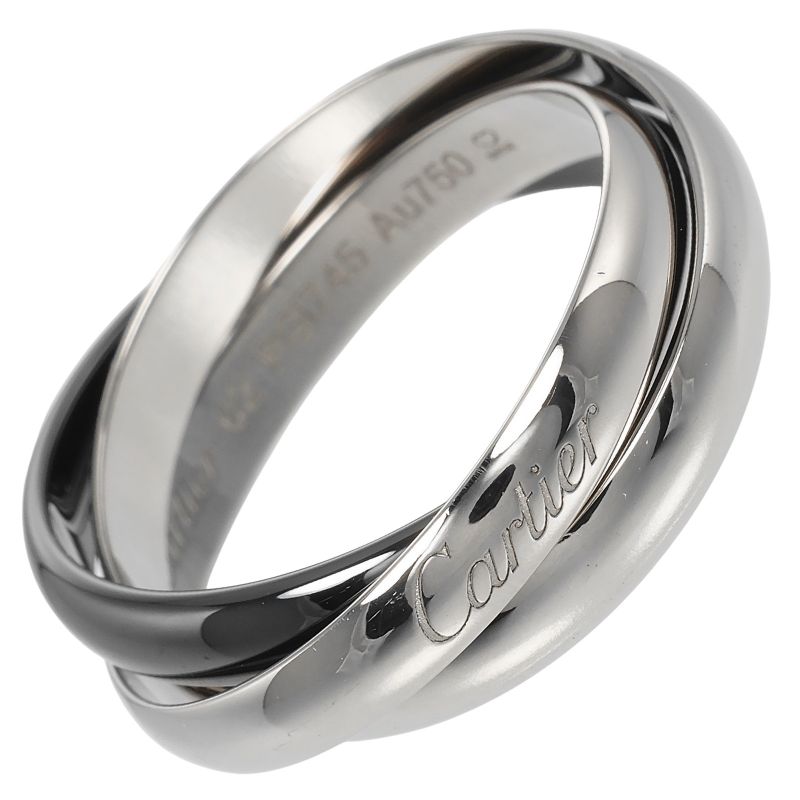 Cartier Trinity 3.4mm (0.13in) Band 18kwhite Gold X Ceramic #22 Men's 7.8g Ring