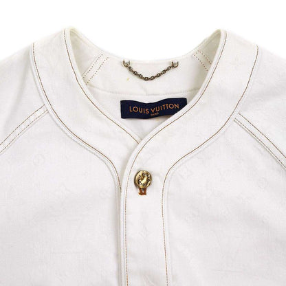 Louis Vuitton 22ss Monogram Embossed Baseball Shirt E53 Hms45w White S