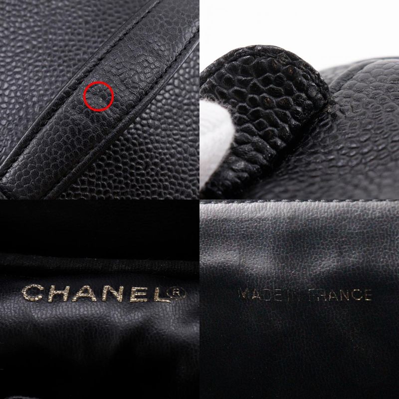 Chanel Vanity Coco Mark A01998 Caviar Skin Black Ladies Pouch