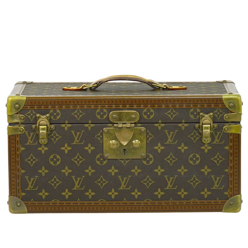 Authentic Louis Vuitton LV Bois Bouteille Monogram Makeup Box Vanity Case Brown