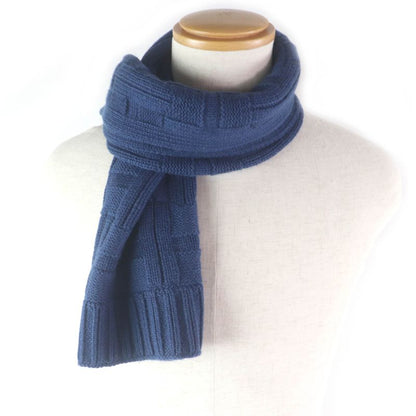 Hermes 100% Cashmere H Logo Knitting Knit Scarf Navy Men's And