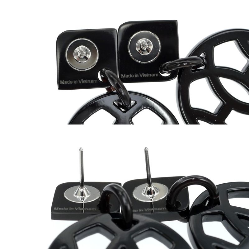 Hermes Earrings Ava Buffalo-horn Black HAVA Silver-hardware Accessories-