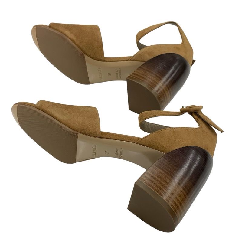 Hermes Sandals Shoes Suede Brown Ankle Belt