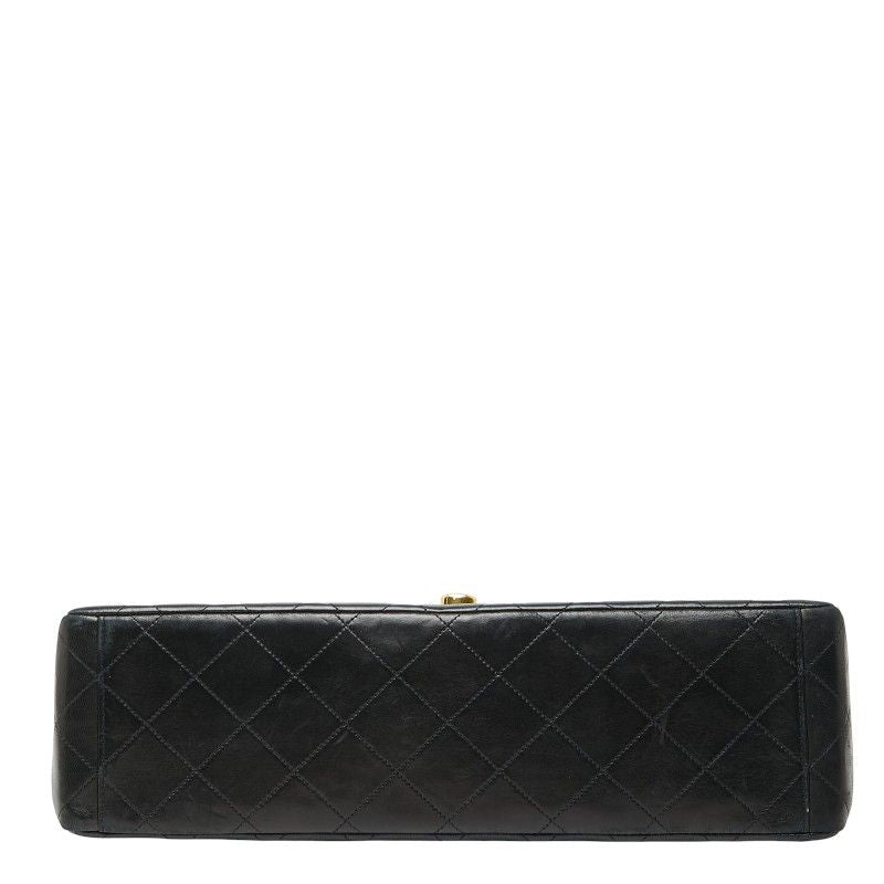 Chanel Coco Mark Deca Matelasse 34 Crossbody Chain Shoulder Bag Black Leather