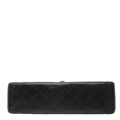 Chanel Coco Mark Deca Matelasse 34 Crossbody Chain Shoulder Bag Black Leather