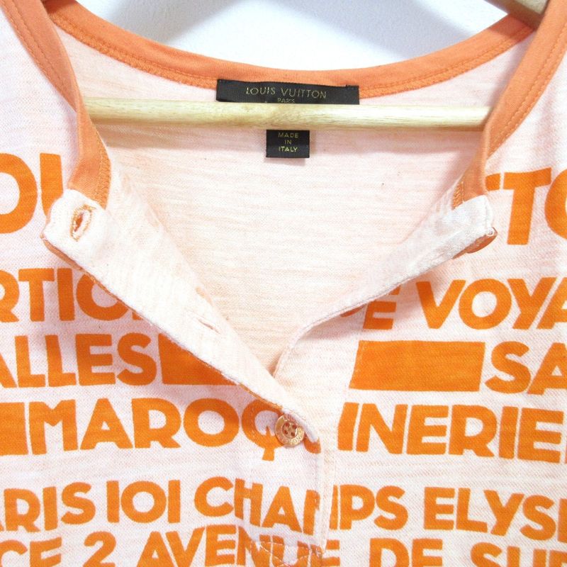 Good Louis Vuitton Print Short Sleeve T-Shirt Cut and Sewn Size S Orange Ladies