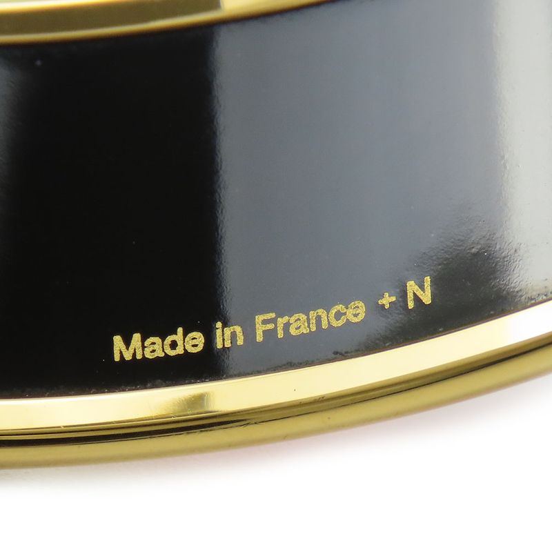 Hermes Bangle Emile GM Metal Cloisonne Orange Carved Gold Hardware Bracelet