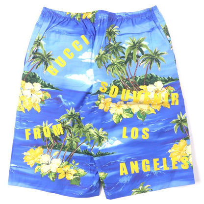 Gucci 22AW 672698 100% Cotton Button Fly Half Pants Aloha Shorts Blue 46 Made
