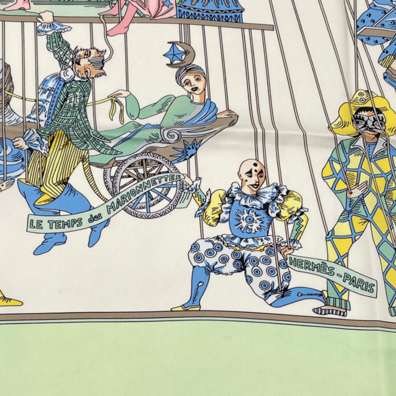Hermes Carre 90 LE Temps Des Marionnettes Time Of The Marionettes Silk Scarf
