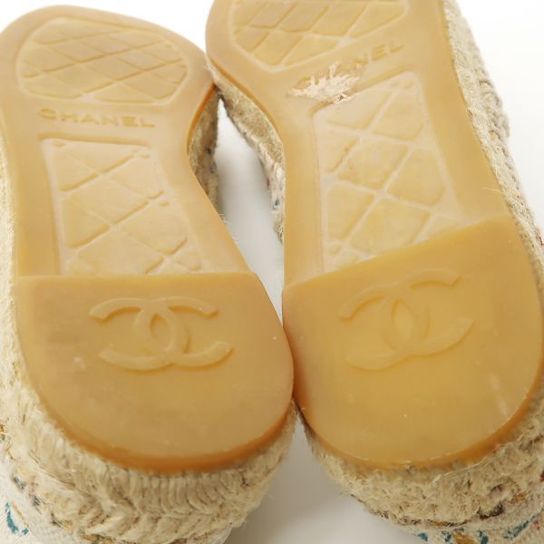 Chanel Espadrilles G29762 Linen #39 Hemp Logo Slip-on Flat Shoes Chanel