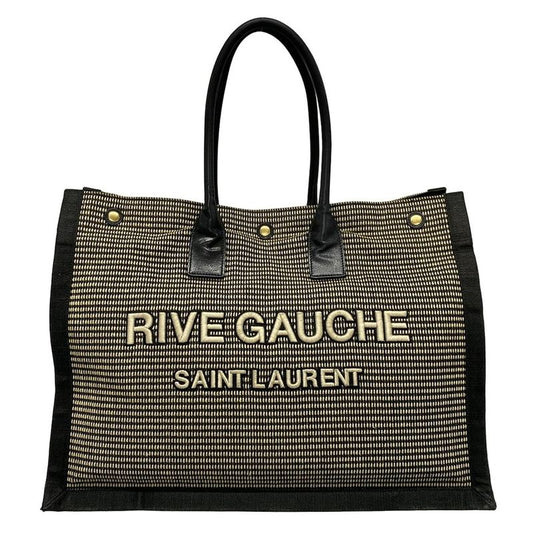 Saint Laurent Paris Rive Gauche Tote Bag 499290 Ivory And Black Leather
