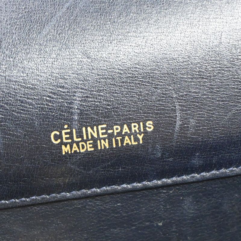 Celine Carriage One Shoulder Bag Macadam Navy Gold 60bs100