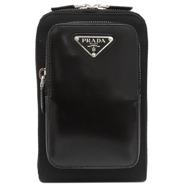 Prada Shoulder Bag Re-Nylon Smartphone Case Nylon Leather Black Silver Hardware