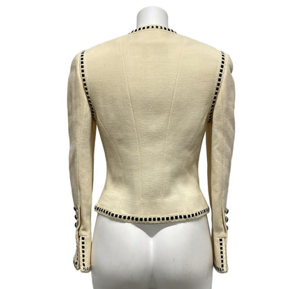 Chanel Jacket Size 34 S Women - 20770 Ivory And Black Long Sleeves / Double /
