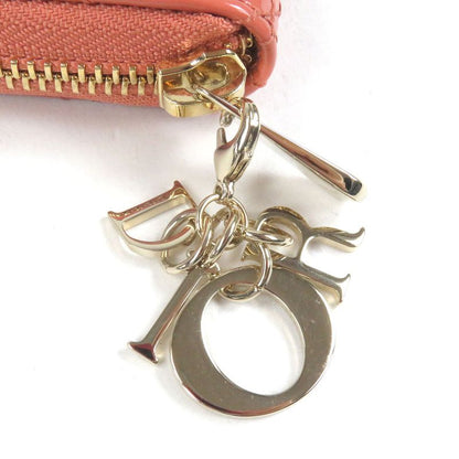 Christian DIOR Lady DIOR Voyage Cannage Patent Leather Zip Coin Case Small Pink