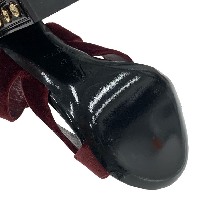 Louis Vuitton Sandals Shoes Velor Bordeaux Black Studs Velvet