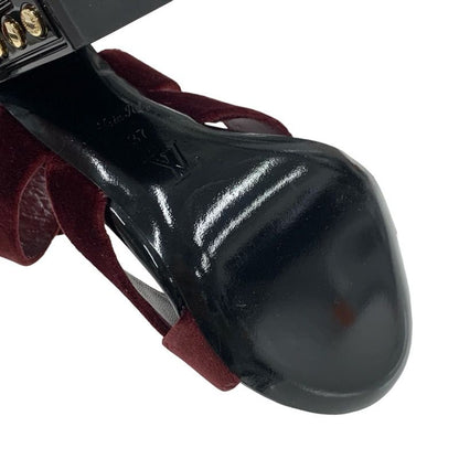 Louis Vuitton Sandals Shoes Velor Bordeaux Black Studs Velvet