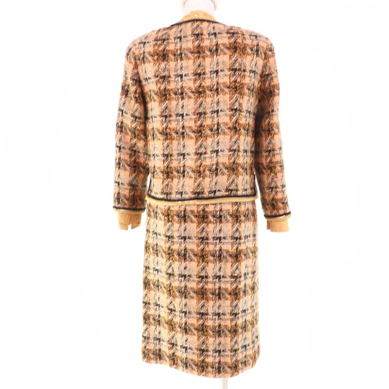 CHANEL Vintage Tweed Jacket Long-sleeved Top And Skirt 3-piece Set-up
